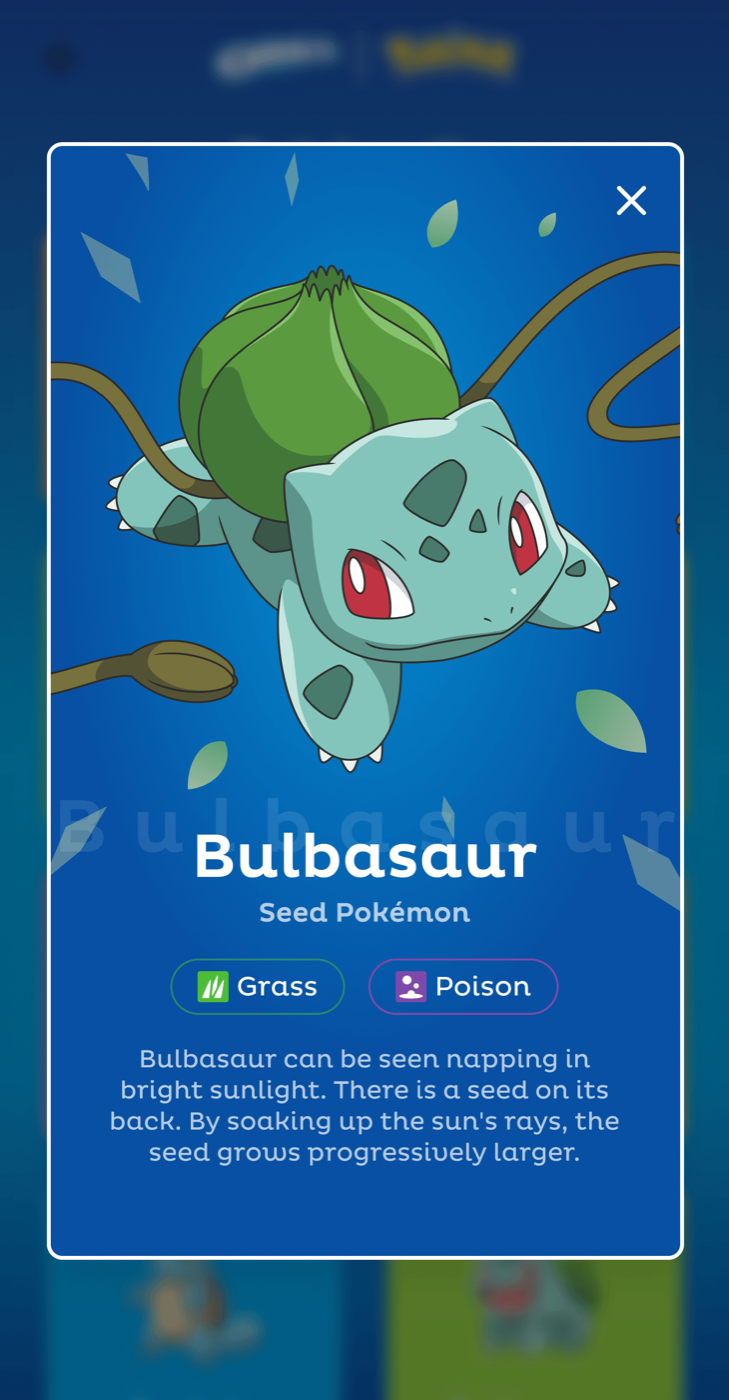 Bulbasaur Pokémon detail card