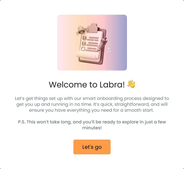 Welcome to Labra onboarding card