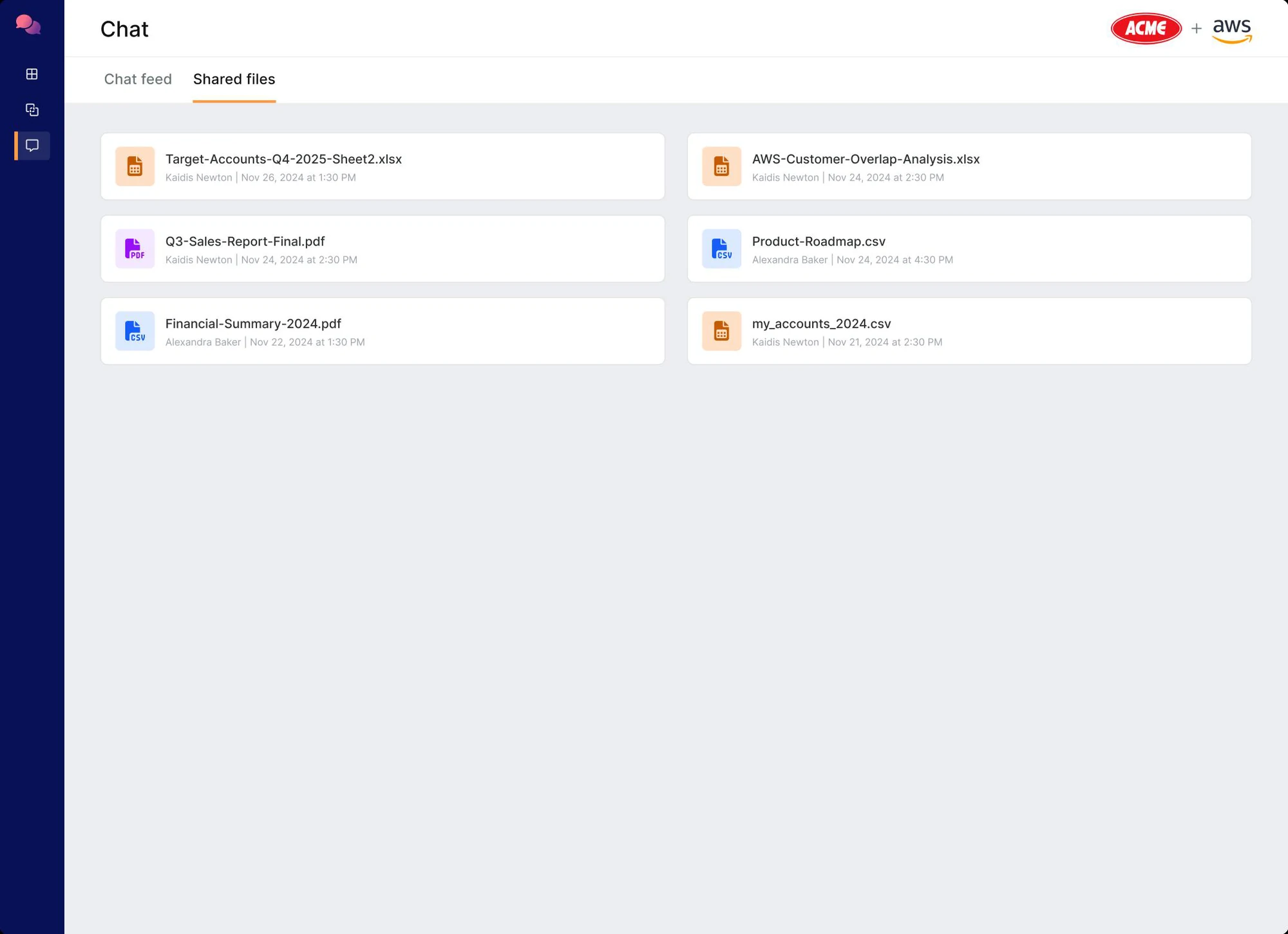 Shared files tab inside the Collab Room